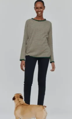 Basicapparel Soya Mini Stripe Grøn-Sand
