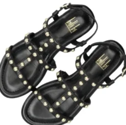 Billi bi Sort Sandal Med Guld Nitter