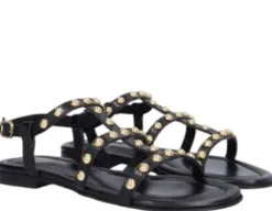 Billi bi Sort Sandal Med Guld Nitter