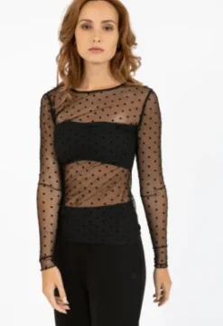 CC Heart Eve Mesh Bluse Sort/Dot