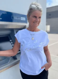 CC Heart Hvid T-shirt Med Tekst