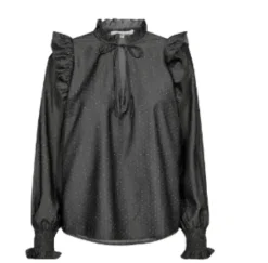 Co Couture Grå Diana Dot Frill Bluse