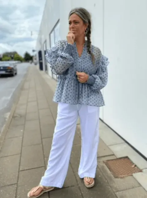 Co Couture Grå Katinka Dot Frill Bluse – SPAR 40%