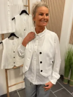 Co couture Pima Pin Vest – Hvid Stribet