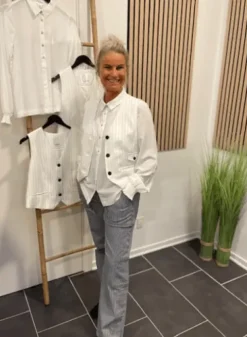 Co couture Pima Pin Vest – Hvid Stribet