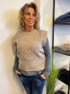 Co Couture Row Cable Zip Vest Campagne – SPAR 50%