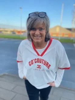 Co Couture Siara Oversize Sporty Tee Hvid Med Rød