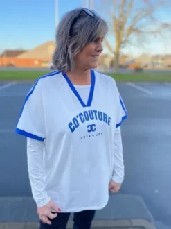Co Couture Siara Oversize Sporty Tee Hvid Med Blå