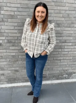 Continue Bodil Bluse Sand Checkered
