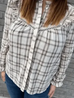 Continue Bodil Bluse Sand Checkered
