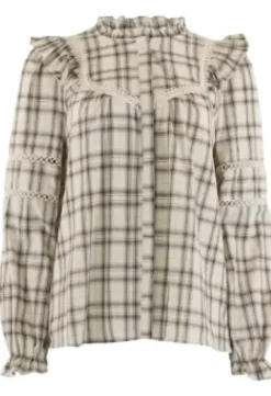 Continue Bodil Bluse Sand Checkered