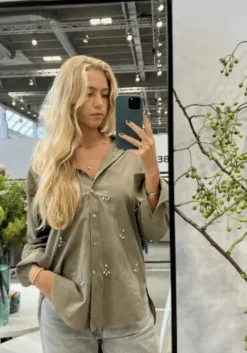 Continue Elinor Army Skjorte Med Simili Sten