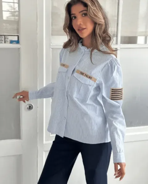Continue Mili Stripe Patch Lyseblå Skjorte