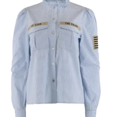 Continue Mili Stripe Patch Lyseblå Skjorte