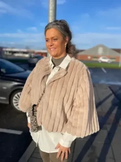 Costa Mani Fake Fur Jacket Beige