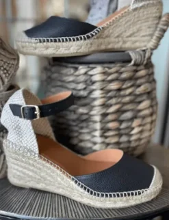Duffy Sort Skind Espadrilles