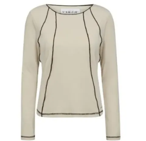 Haute Lamitie Reverse Seam Rib Creme Bluse