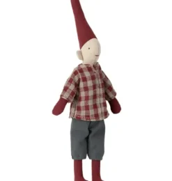 Maileg Climbing Pixy Boy Med Rød Ternet Bluse 25 Cm