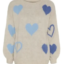 Marta Amarante Strik Beige M/Blå Hjerter