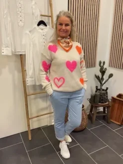 Marta Amarante Strik Beige M/Pink/Orange Hjerter