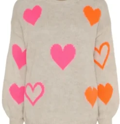 Marta Amarante Strik Beige M/Pink/Orange Hjerter