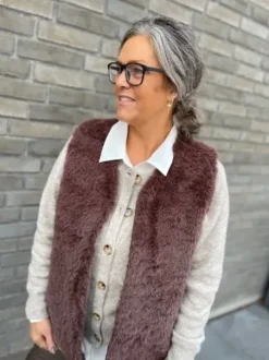 Marta Arlette Plys Vest Brun