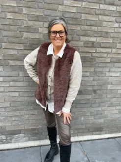 Marta Arlette Plys Vest Brun