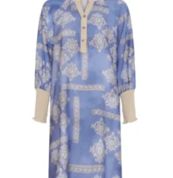 Marta Eva Dress Lyseblå M/Beige Print