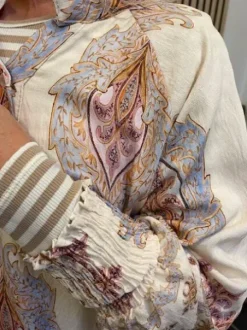 Marta Eva Kjole Creme/Rosa/Lyseblå Print