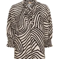 Marta Helina Bluse Hvid/Sort Stribet