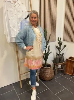 Marta Kjole Valentina Beige-Lyseblå-Rosa Print