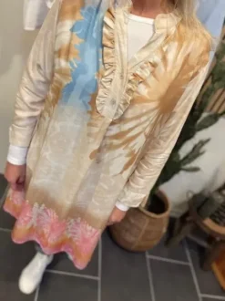 Marta Kjole Valentina Beige-Lyseblå-Rosa Print