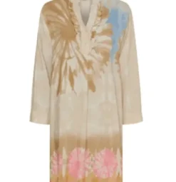 Marta Kjole Valentina Beige-Lyseblå-Rosa Print