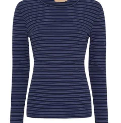 Marta Noemie Blå Stribet T-Shirt Med Lange Ærmer