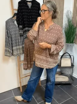 Marta Novia Kjole Grøn-Sort-Beige Print