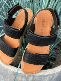 Nature Karen Sort Croco Sandal