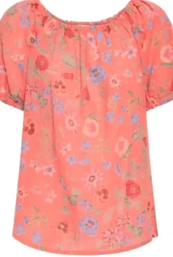 Sorbet Alexa Med Kort Ærme Koral Med Blomster