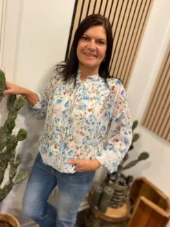 Sorbet Lee Bluse Blå Blomsterprint