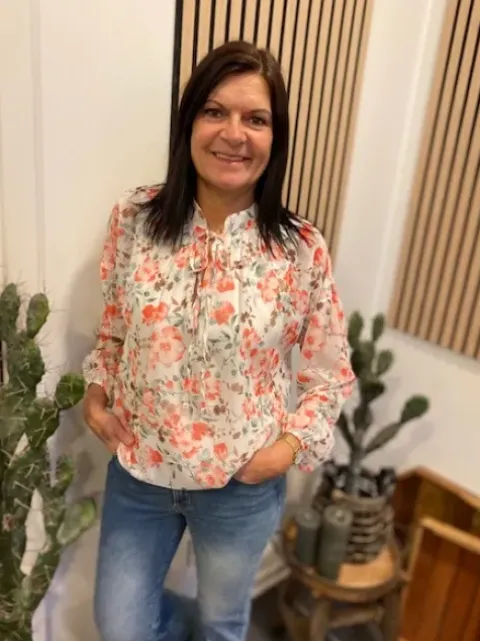 Sorbet Lee Bluse Orange Print