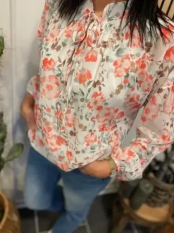 Sorbet Lee Bluse Orange Print