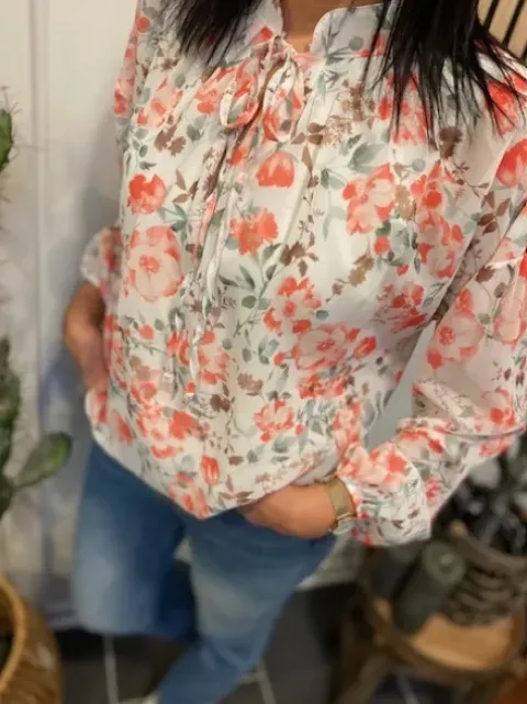 Sorbet Lee Bluse Orange Print