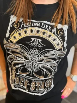 Sorbet Rockstar T-Shirt – Sort/M Guld